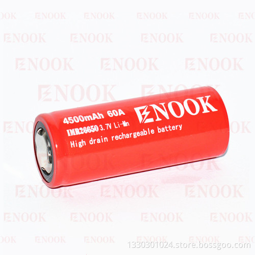 enook battery enook 26650 4500mAh 60A IMR 26650 rechargeable li-ion battery 26650 lithium battery 26650 battery 60amp for vaping